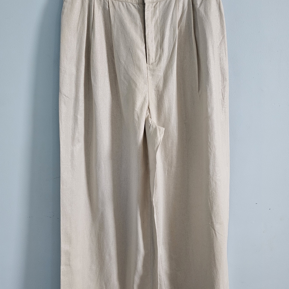 Jason Wu Cream‎ Linen And Cotton Quiet Luxury Wide Leg Pants Size XS
